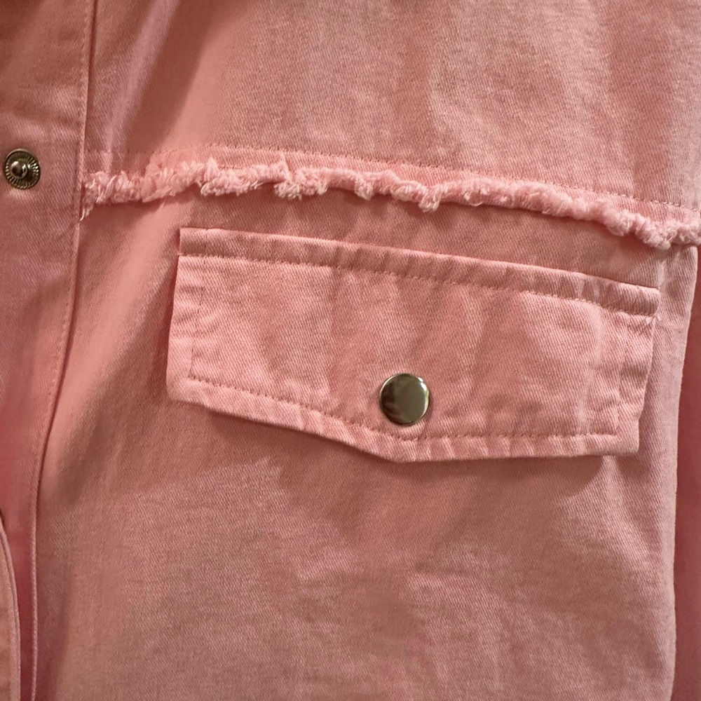 Main Strip Medium Pink Jean Fringe HOWDY jacket NWOT **Nashville trip! - Picture 5 of 7
